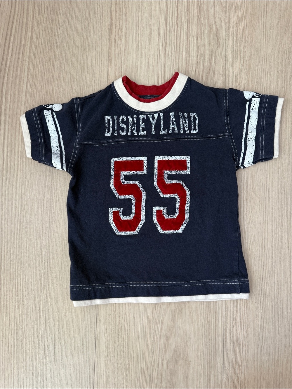 Disneyland Mickey Mouse Kids XS 55 Football Jersey T-Shirt Navy Disney